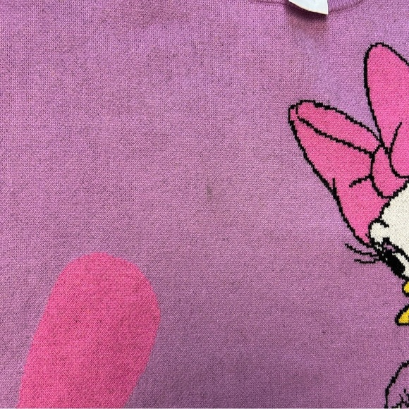 Disney Daisy Duck White and Pink Flowers Lilac Purple Sweater Size XL - Picture 4 of 9